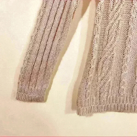 NWT Ann Taylor LOFT Tan Mohair Blend Crochet Open Knit Soft Sweater Tunic Size S - Picture 5 of 11